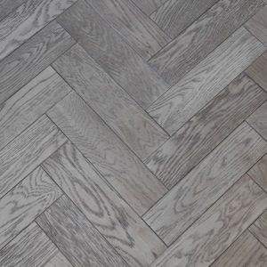 80mm x 18/3mm x 300mm Gunmetal Grey Brush & Matt Lacquered Herringbone Engineered Rustic Flooring 