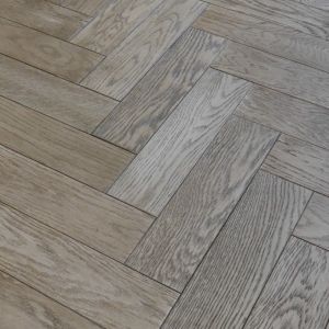 80mm x 18/3mm x 300mm Gunmetal Grey Brush & Matt Lacquered Herringbone Engineered Rustic Flooring 