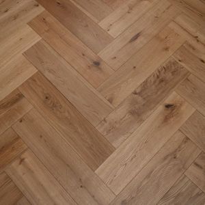 150mm x 14/3mm x 600mm Oak Brush & UV Matt Lacquered Herringbone Engineered Rustic Click Flooring 