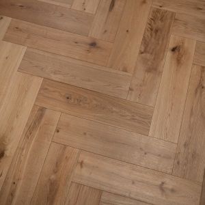 150mm x 14/3mm x 600mm Oak Brush & UV Matt Lacquered Herringbone Engineered Rustic Click Flooring 