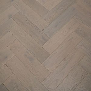 150mm x 14/3mm x 600mm Grey Herringbone Engineered Click Flooring Brush & UV Oiled