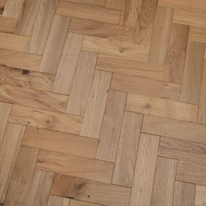 80mm x 18/3mm x 300mm Oak Brush & Matt Lacquered Herringbone Engineered Rustic Flooring 