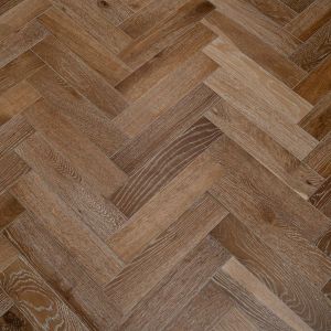 90mm x 18mm x 400mm Smoked White UV Oiled Herringbone Engineered Rustic Flooring 