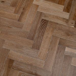 90mm x 18mm x 400mm Smoked White UV Oiled Herringbone Engineered Rustic Flooring 