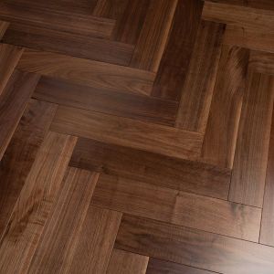 125mm x 14/3mm x 600mm Walnut Lacquered Classic Grade Herringbone Engineered Rustic Flooring 